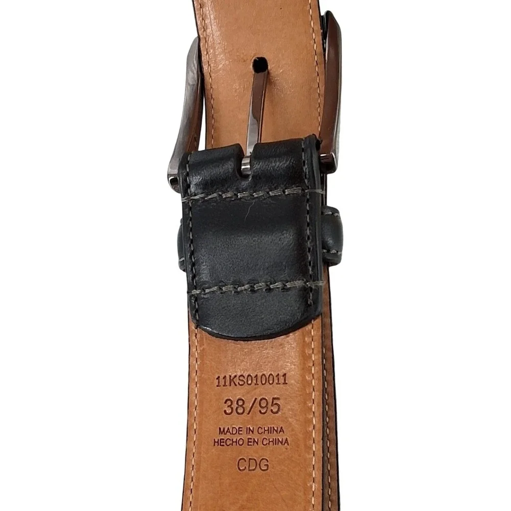 Mens Black Italian Full Grain Leather Dress Belt Size 38 / 95 NWOT